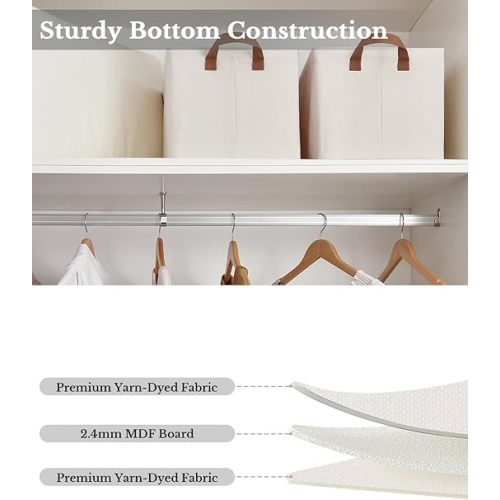 StorageWorks Storage Bins, Fabric Storage Bins for Shelves, Large Storage Baskets with Metal Frame, Closet Baskets and Bins with Handles, Natural Color, 2-Pack - 16 ½" L x 12" W x 10 ¼" H
