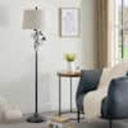 Maxax Chicago 62 in. Black Traditional Dimmable 1 Light Metal Living Room Reading Standing up Standard Floor Lamp F04-Oatmeal