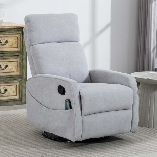 Leumius Glider Recliner Rocking Chair,360°Swivel Glider Rocking Chair,Upholstered Manual Recliner Chair for Nursery and Living Room,Grey
