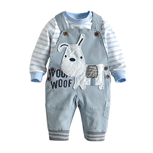 LvYinLi Cute Baby Boy Clothes Suit Toddler Boys' Striped long Sleeve T-Shirt+Denim Overalls Jumpsuit Pants Outfits Sets