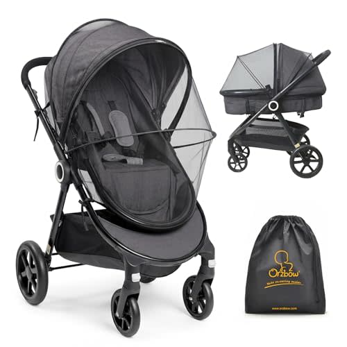 Orzbow Baby Mosquito Net for Stroller, Universal Fit, Breathable, Black | Tear-Resistant Mesh, Insect Barrier w/Travel Bag for Stroller, Car Seat, Bassinet, Cradle, Mini Cribs, Baby Summer Essential