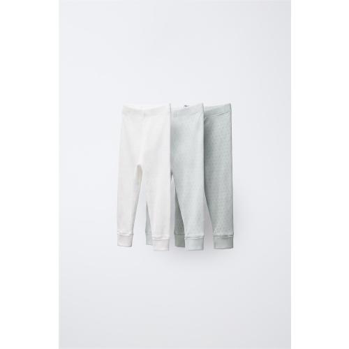 Three-Pack Pointelle Leggings - Sea green | ZARA United States