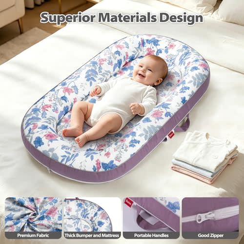 BUTOA Baby Lounger, Portable Infant Support Cushion for Newborn 0-24 Months