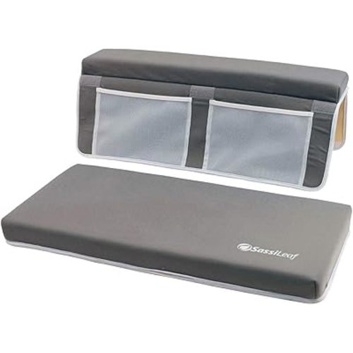 Bath Kneeler & Elbow Rest–Thick, Non-slip 1-Piece Pads Protect Elbows & Knees, Mesh Pockets for Storage. Quick-Dry, Easy to Clean, Durable. Perfect for Bathing Babys, Toddlers, & Pets (Smokey Gray)