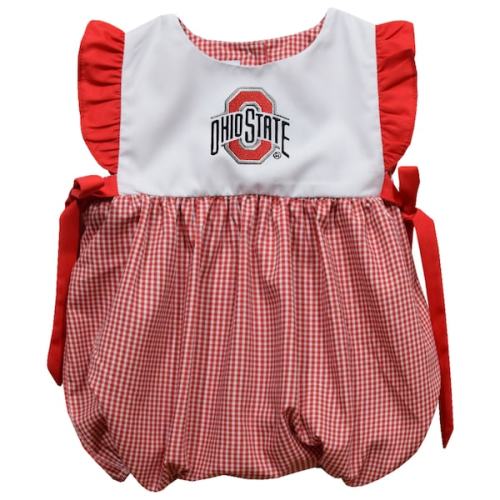 Ohio State Buckeyes Vive La Fete Girls Infant Gingham Puffy Bubble Dress - Scarlet