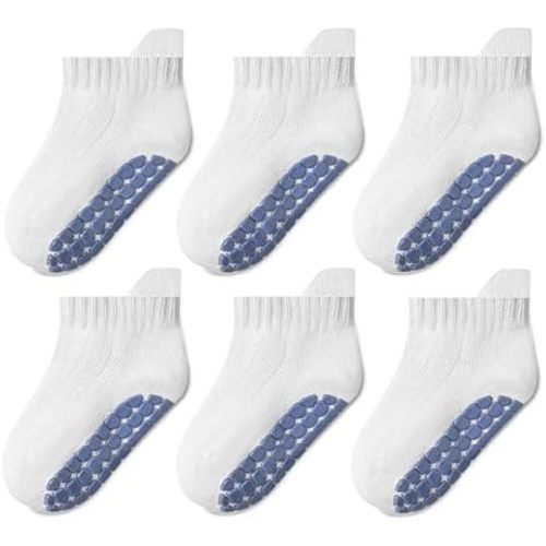 Toddler Non Slip Grip Ankle Socks with Grippers Cute Seamless for Baby Boys Girls Infants Kids 6 Pairs