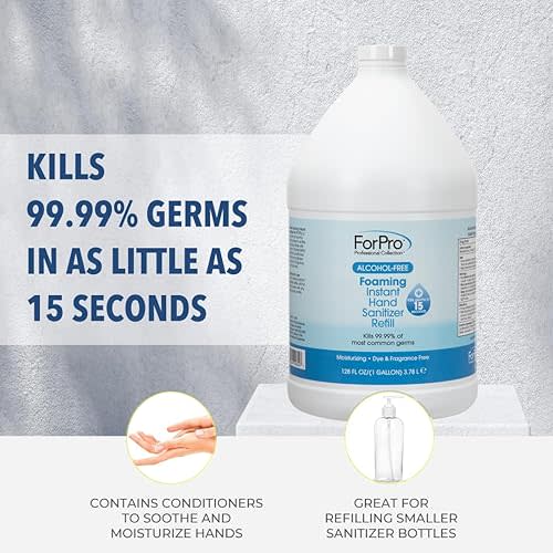 Alcohol-Free Foaming Instant Hand Sanitizer, Moisturizing, Dye and Fragrance Free Sanitizer, 1 Gallon Refill