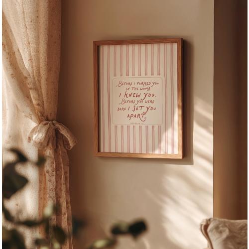 Nursery Bible Verse Print, Jeremiah 1:5 Scripture Wall Art, Baby Room Décor Christian