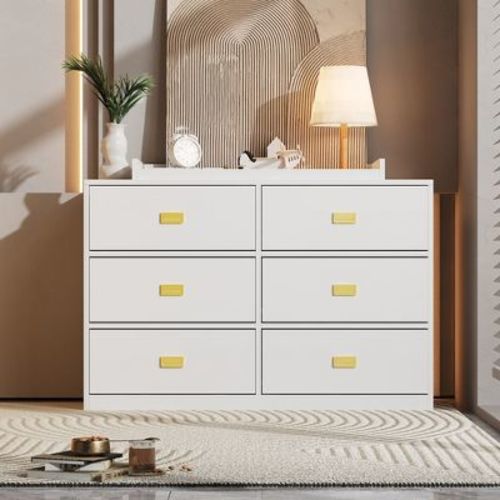Fufu&gaga White 6 Drawer Dresser Modern Baby Changing Table Dresser