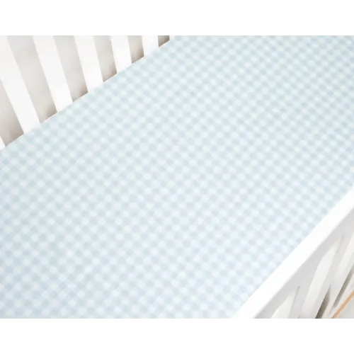 Picnic Gingham Crib Sheet - Blue
