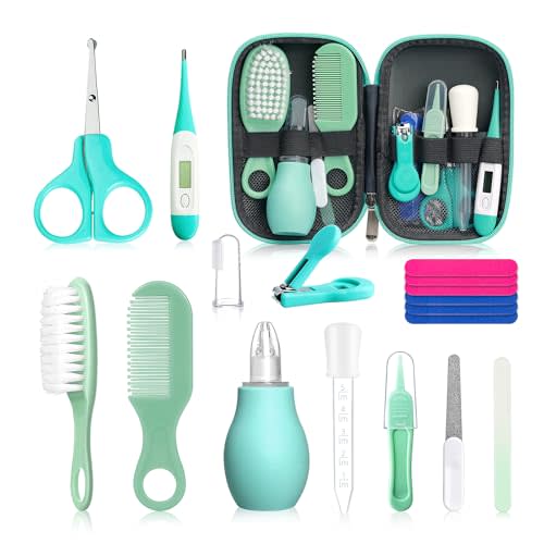 Qunlions life Baby Grooming Kit for Boys Girls Safety Newborn Nursery Essentials Grooming Set Green 18 in 1