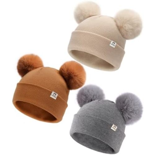 FURTALK Baby Beanie Infant Newborn Toddler Winter Hat Double Pom Pom Warm Knit Cap for Girls Boys