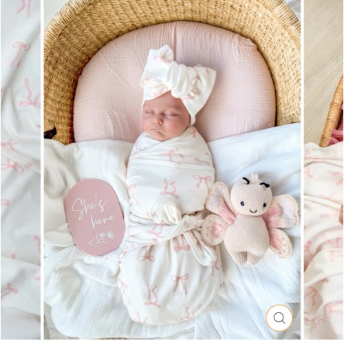 Swaddle Set | Pink Bows – Little and Fern