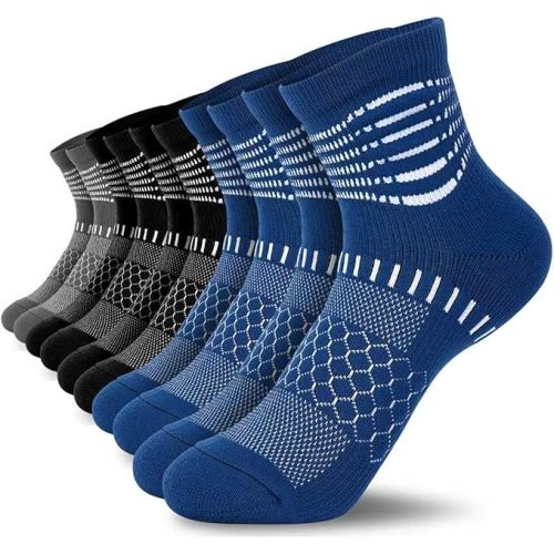 IRAMY Ankle Compression Socks for Women Men Plantar Fasciitis Relief 3/5 Pairs Cushioned Athletic Running Socks