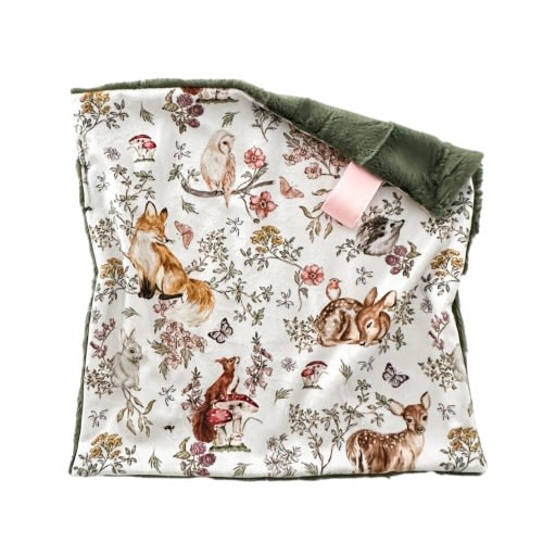 Woodland Animals Lovey Blanket | Forest Animal Security Blanket |  Baby Gift for Girl | Handmade Baby Lovey | Woodland Nursery