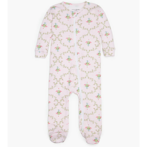 The Footie Pajama - Light Pink Trellis