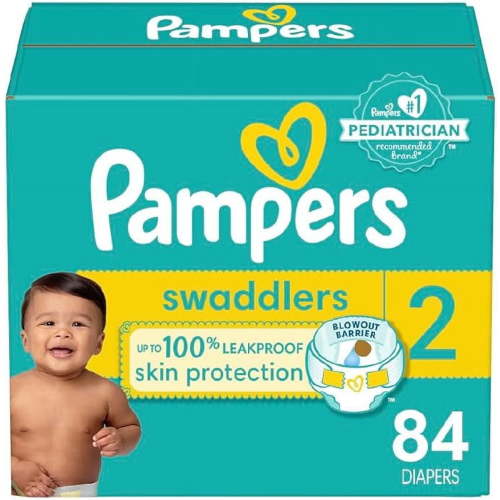 Pampers Swaddlers Diapers - Size 2, 84 Count, Ultra Soft Disposable Baby Diapers