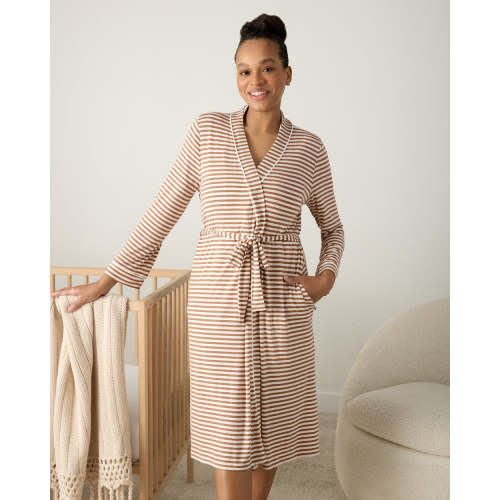 Chestnut Brown Stripe Women's Robe | Little Sleepies