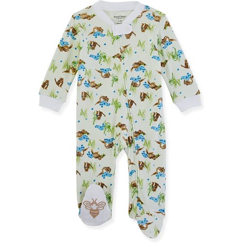 Burt's Bees Baby Baby Boys' Sleep and Play Pjs, 100% Organic Cotton One-Piece Romper Jumpsuit Zip Front Pajamas