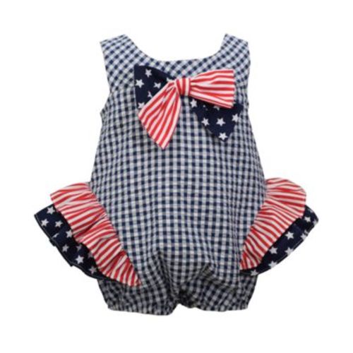 Baby Girls Americana Seersucker Check Bubble Romper