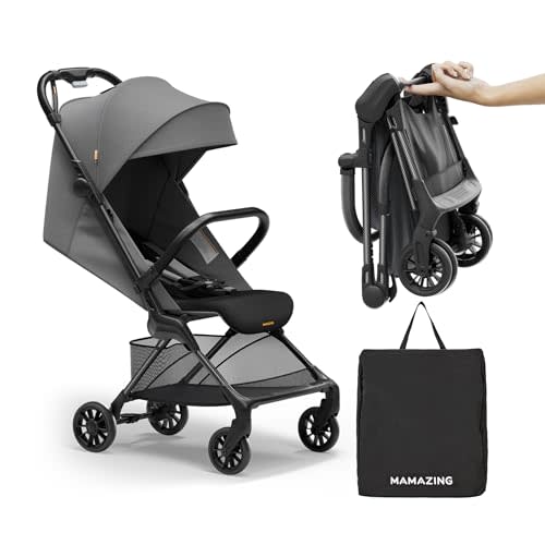Mamazing Ultra Air X Baby Travel Stroller, Ultra-Lightweight Under 10 lbs | Compact Carbon Fiber Frame & Airplane Friendly, Lightweight Stroller with Reclining Seat, UPF 50+ Canopy & Travel Bag