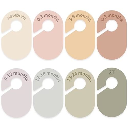 8 Pcs Baby Closet Dividers, Nursery Clothes Organizer | Neutral Baby Clothes Organizer, Baby Nursery Decor Clothes Size Dividers, Clear Label for Easy Sorting, Fits Most Rods