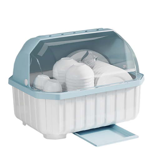 Covered Dish Drainer for Kitchen - 13.7x10.2" Drying Rack with Drainboard - Compact Storage Solution for Bowls, Plates & Cooking Utensils