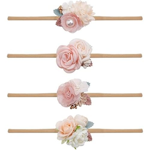 Peach and pink-Headbands Flower Hair Bows
