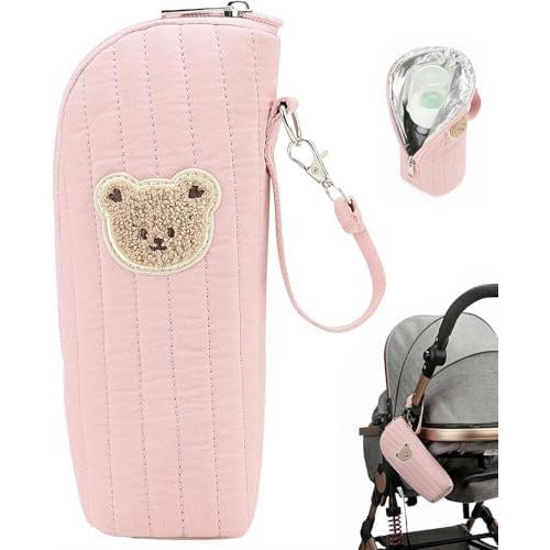 Portable Insulated Baby Bottle Cooler Bag – Breast Milk Storage Bag, Travel Daycare Bottle Cooler for Outdoor Travel & Daily Use, Lightweight Thermal (Pink)