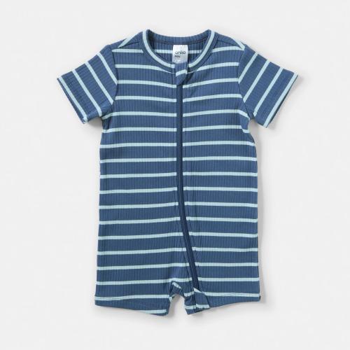 Short Sleeve Rib Zip Romper - Kmart