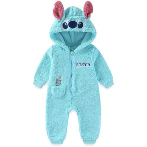 Disney Lilo & Stitch Baby Boys Sherpa Hooded Romper Coverall for Infants
