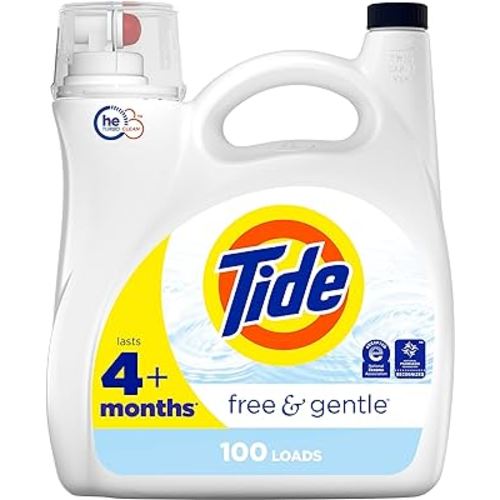 Tide Free & Gentle Liquid Laundry Detergent HE Compatible, 100 Loads, 132 fl oz