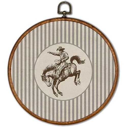 KSDUT Vintage Western Horse Cowboy Round Wall Art Decor 10"x10"