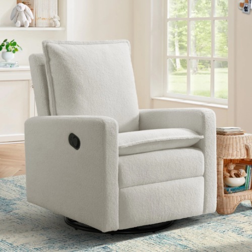 Soho Baby Coventry Upholstered Glider Recliner Rocking Chair 360° Swivel for Nursery and Living Room – Boucle White​ - Walmart.com