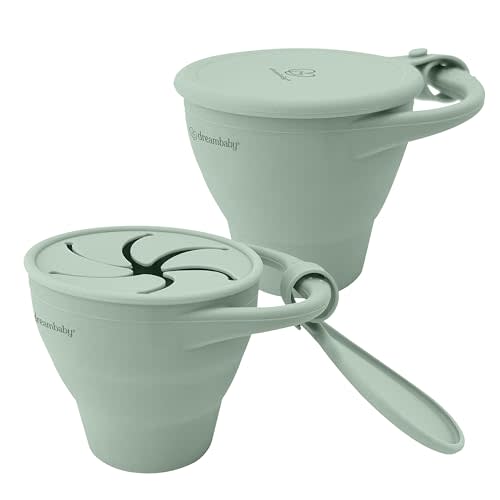Dreambaby Silicone Toddler Snack Cup, Spill Proof Container with Lid for Kids, Food Grade and BPA Free