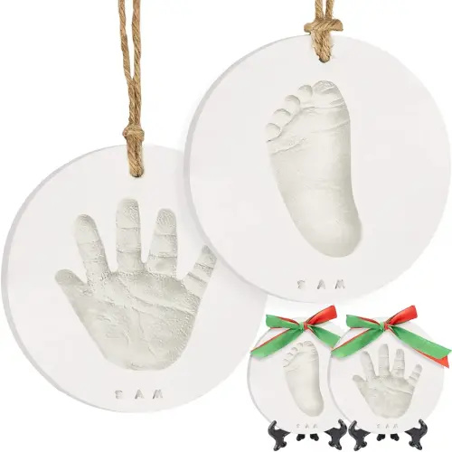 Baby Hand and Footprint Kit Girls, Boys - Personalized Baby Footprint Ornament Kit, Newborn Keepsake Gifts for New Mom, Easy to Use Handprint Makers, Cute Shower Gifts (Glaze Finish)