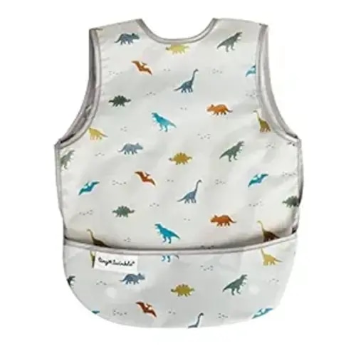 Tiny Twinkle Mess Proof Baby Bib for Boys | Waterproof Toddler Bib for Eating | Baby Apron for Feeding, Machine Washable | Perfect Shower Gift (Dinosaur, 6–24M)