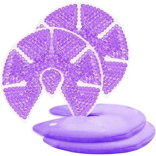 Hot/Cold Breast Gel Bead Ice Packs Breast Cooling/Heat Pads Relief for Breastfeeding, Nursing Pain, Mastitis, Engorgement, Swelling, Plugged Ducts | Boost Milk Let-Down & Production,2 Pack (Purple)