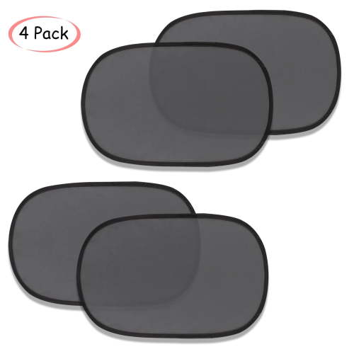 QiShi Side Automotive Window Sunshades, Glare and UV Rays Protection Car Sun Shade for Baby, 4 pack 20"x12" Cling Sunshades for Car Side Windows-Sun