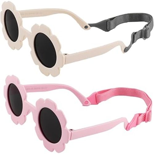 Baby flower Sunglasses Round Flower Flexiable Bendable Glasse for Infant Boys Girls 0-24 Months Valentine Gifts