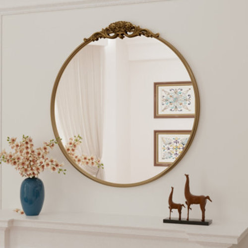 Latitude Run® Stourbirdge Vintage Round Wall Mirror, Decorative Accent Mirror with 1.2" Iron Frame for Christmas & Reviews | Wayfair