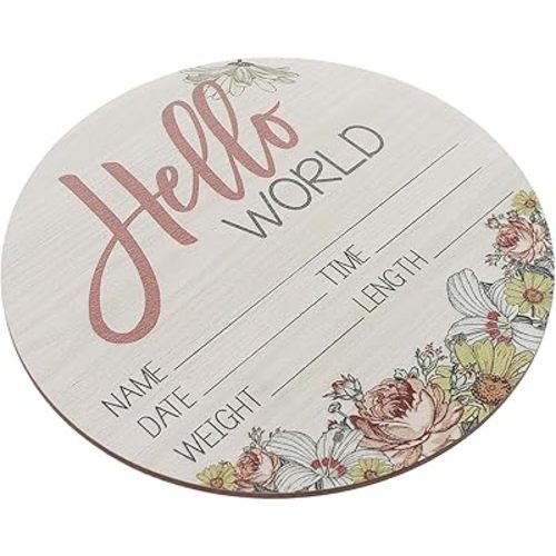 Wooden Newborn Announcement Sign Hello World for Nursery Decor Birth Sign Photo Prop