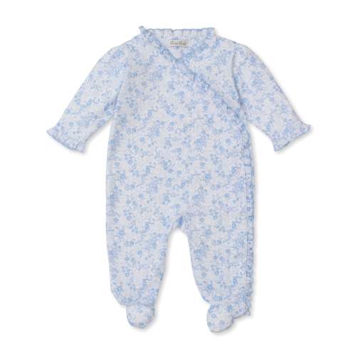 Old English Roses Blue Footie (6-9M)