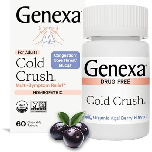 Genexa Cold Crush, Drug Free & Made Clean, 60 Chewable Tablets for Adults