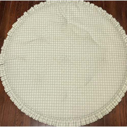 Sage Gingham Baby Play Mat with Ruffle: Padded Tummy Time Activity Mat
Color: Sage Gingham in 50" Round