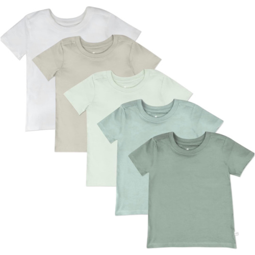 HonestBaby Unisex-Baby 5-Pack Short Sleeve T-Shirts 100% Organic Cotton Baby, Toddler, Little Kid, Boy, Girl, Unisex