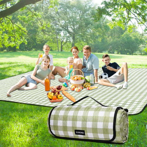 Picnic Blankets Outdoor Blanket 80''x80''/100'' Extra Large Beach Blanket Waterproof Sandproof Foldable Machine Washable, Vintage Gingham Grass Lawn Park Blankets for Family Camping