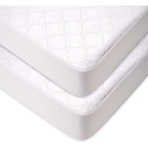 American Baby Company 2 Pack Waterproof Fitted Mini Crib Mattress Protector 38" x 24" - Quilted, Noiseless, Ultra-Soft & Breathable Pack n Play and Mini Crib Mattress Cover