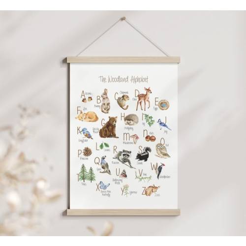 Woodland Alphabet Poster Woodland Alphabet Print Woodland - Etsy