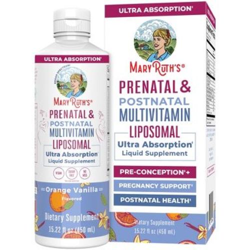 MaryRuth’s Prenatal & Postnatal Multivitamin Liposomal for Women | Sugar Free | Vegan | Non-GMO | Gluten Free | Orange Vanilla | 15.22 Fl Oz